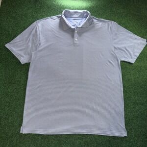 Oxford Polo Shirt Men's Size 2XL Blue White Stripe Polo Shirt Minor Flawed